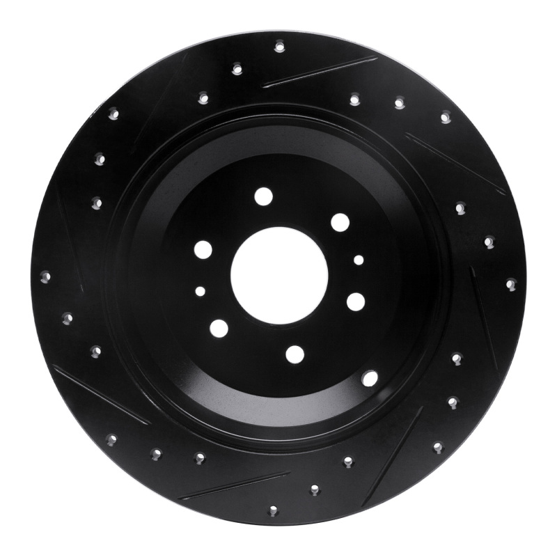 Kia BORREGO Brake Rotor (1) - Rear Right - R1 Concepts - Drilled & Slotted - Black - `09-`10